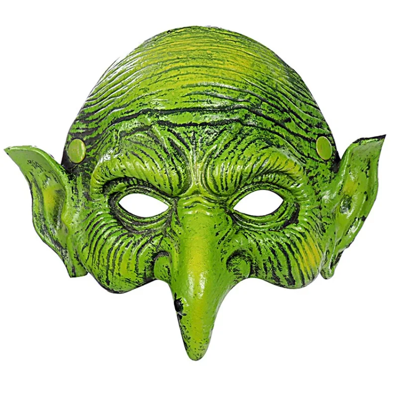 Witch Mask New Halloween Accessories Carnival Party Stage Props Half Face Green Witch Mask Black Magic PU Mask Soft Feeling