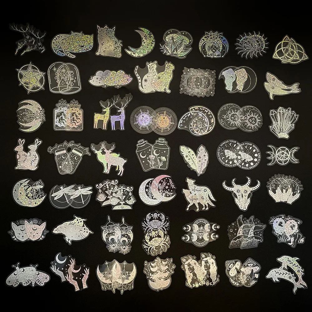 10/30/50/100pcs Cute Cartoon Holographic Laser Animal Aesthetic Stickers Decals Laptop Scrapbook Phone Funny Graffiti Sticker