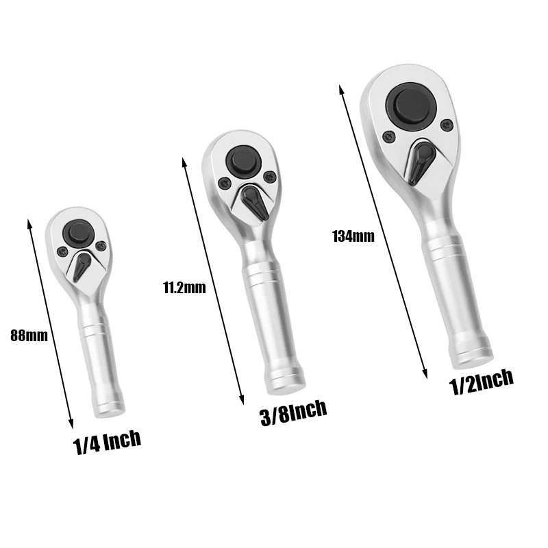 72 Teeth Quick Socket Ratchet Wrench Spanner 1/4 3/8 1/2Inch Big Medium Small Fly Two-way Horns Short Handle Repair Hand Tool