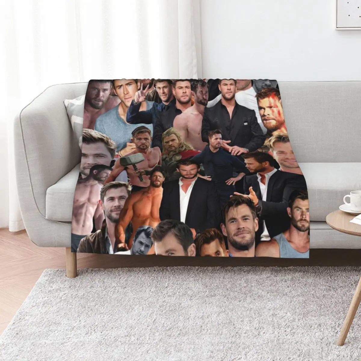 chris hemsworth collage Throw Blanket Decoratives Multi-Purpose valentine gift ideas Decorative Beds Luxury Designer Blankets