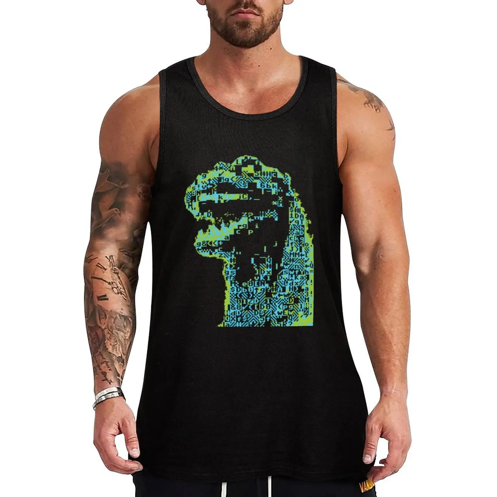 Giant Lizard ASCII Tank Top Men's gym articles sports vest Men's clothes