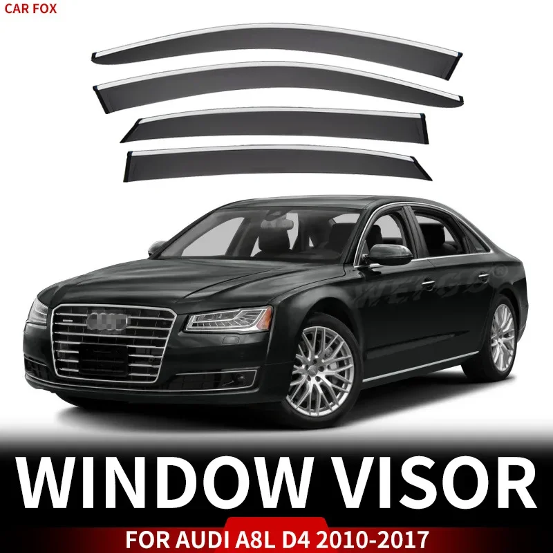 4Pcs Window Visor For Audi A8L D4 2010-2017 Weathershield Sun Rain Deflector Guard Car Window Deflector