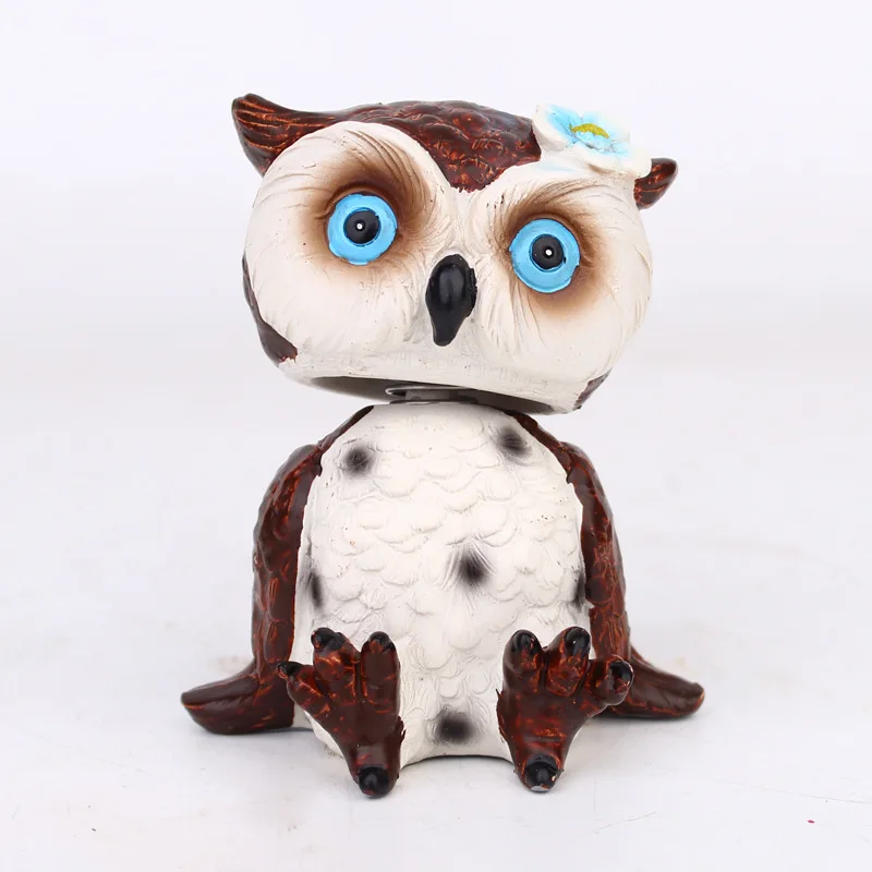 

[MGT] modern Cute cartoon shaking head Owl Home Decoration Resin Statue Crafts Ornaments Living Room Office Desk Decor