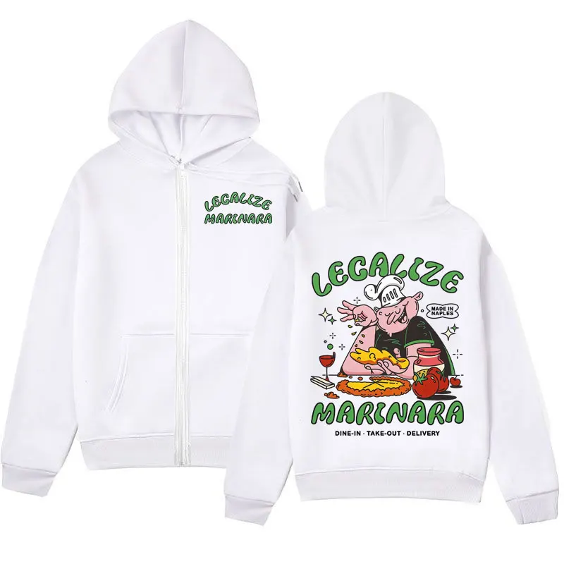 

Legalize Marinara Food Funny Meme Zipper Hoodies Harajuku Y2k Oversized Zip Up Pullovers Men Women Fashion Cartoon Sweatshirts