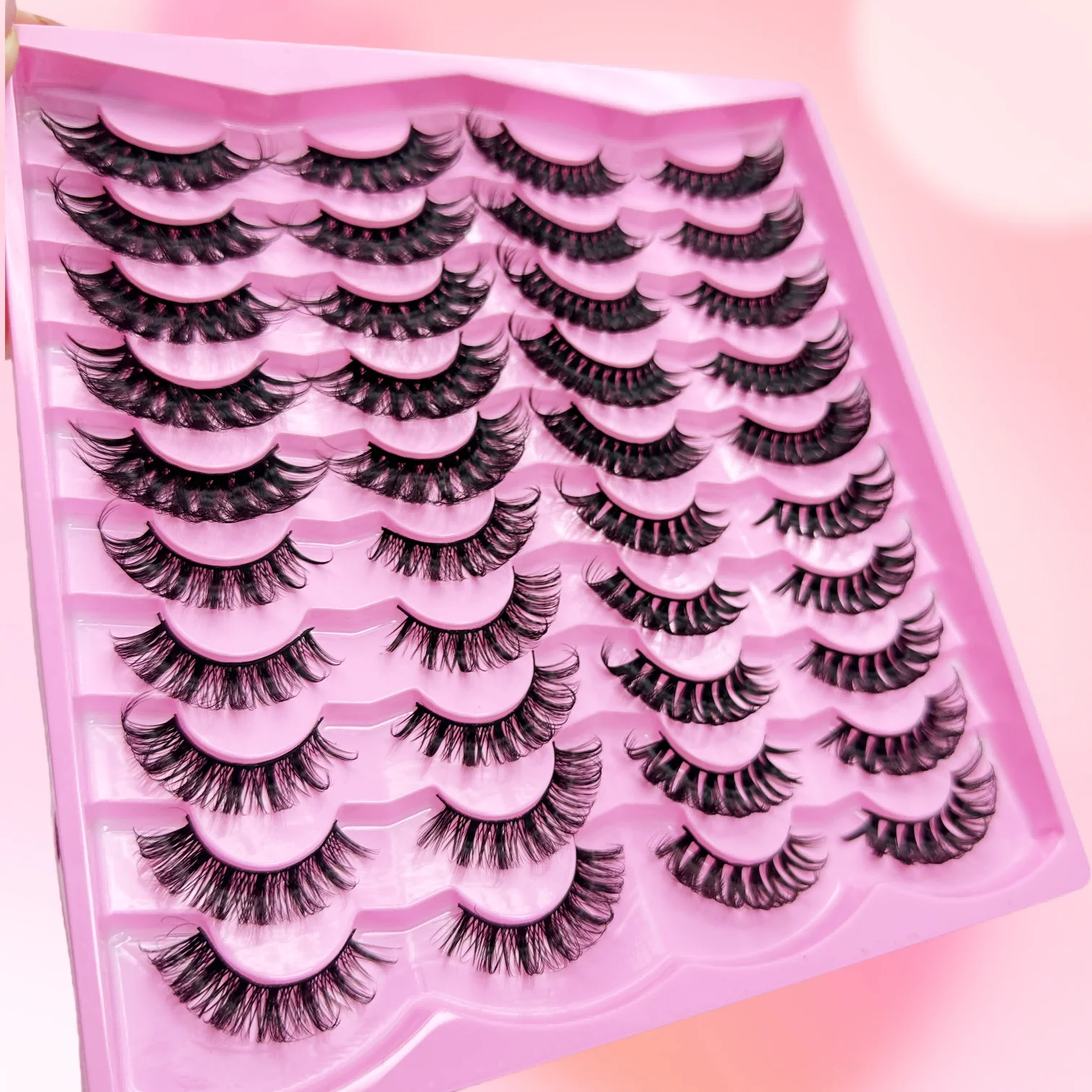 20 paia 4 stili misti ciglia finte ciglia a strisce russe D Curl vapore aspetto naturale 16mm ricci ciglia finte visone come ciglia