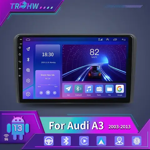 아우디 A3 8P 2003 2013 멀티미디어 GPS 오토라디오, 4G 와이파이 DSP, 8G + 128G, 안드로이드 13 카플레이 플레이어, 자동차 라디오 멀티미디어