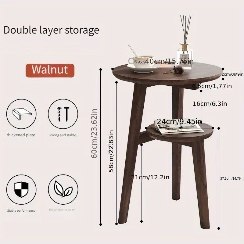 Small Bamboo Table, Small Coffee Table, Sofa Side Cabinet, Solid Wood Small Round Table Movable Living Room Side Table image 5