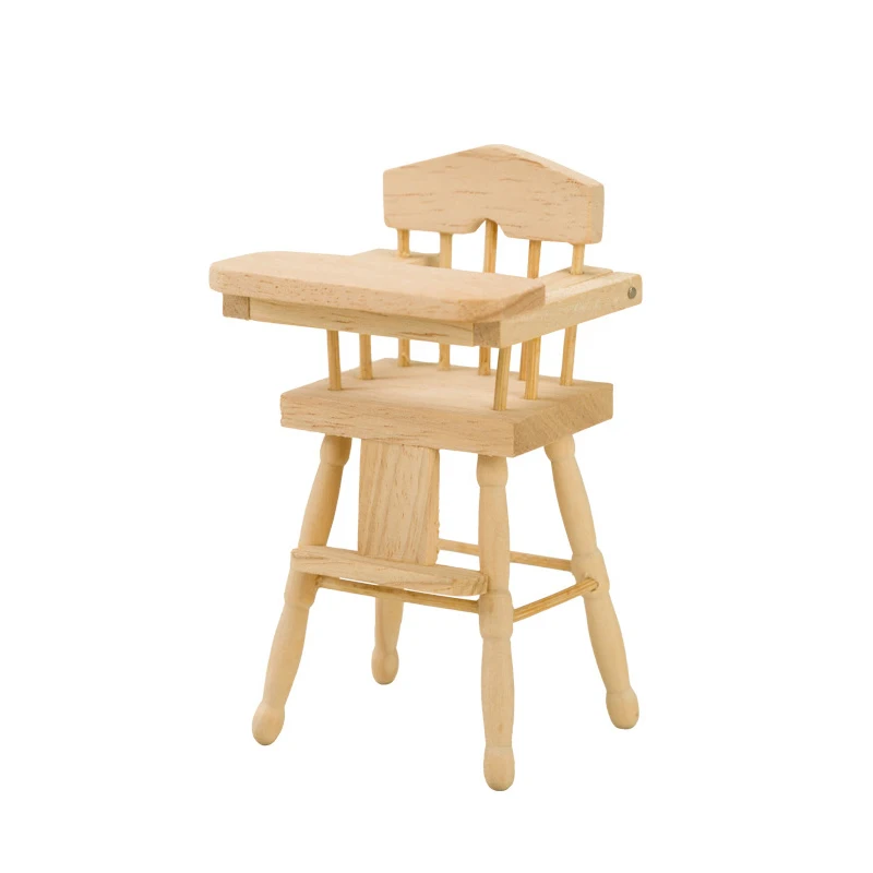 1PC Dollhouse Mini Children's Dining Chair High Chair Model For Doll House Decoration Photo Props Kids Pretend Play Toys