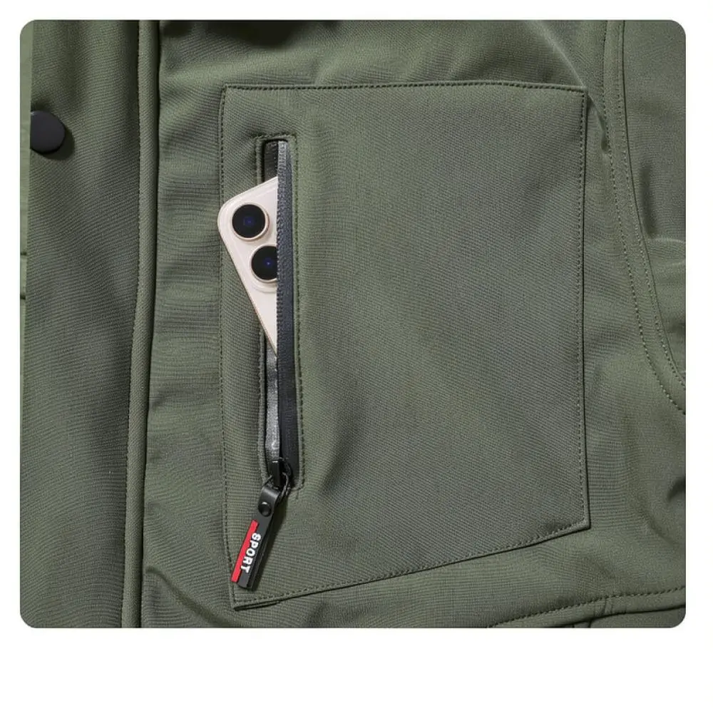Mens Waterproof Thermal Fleece Suit Outdoor Mountaineering Hiking Apparel Durable Tactical Work Uniform Autumn Winter Gear