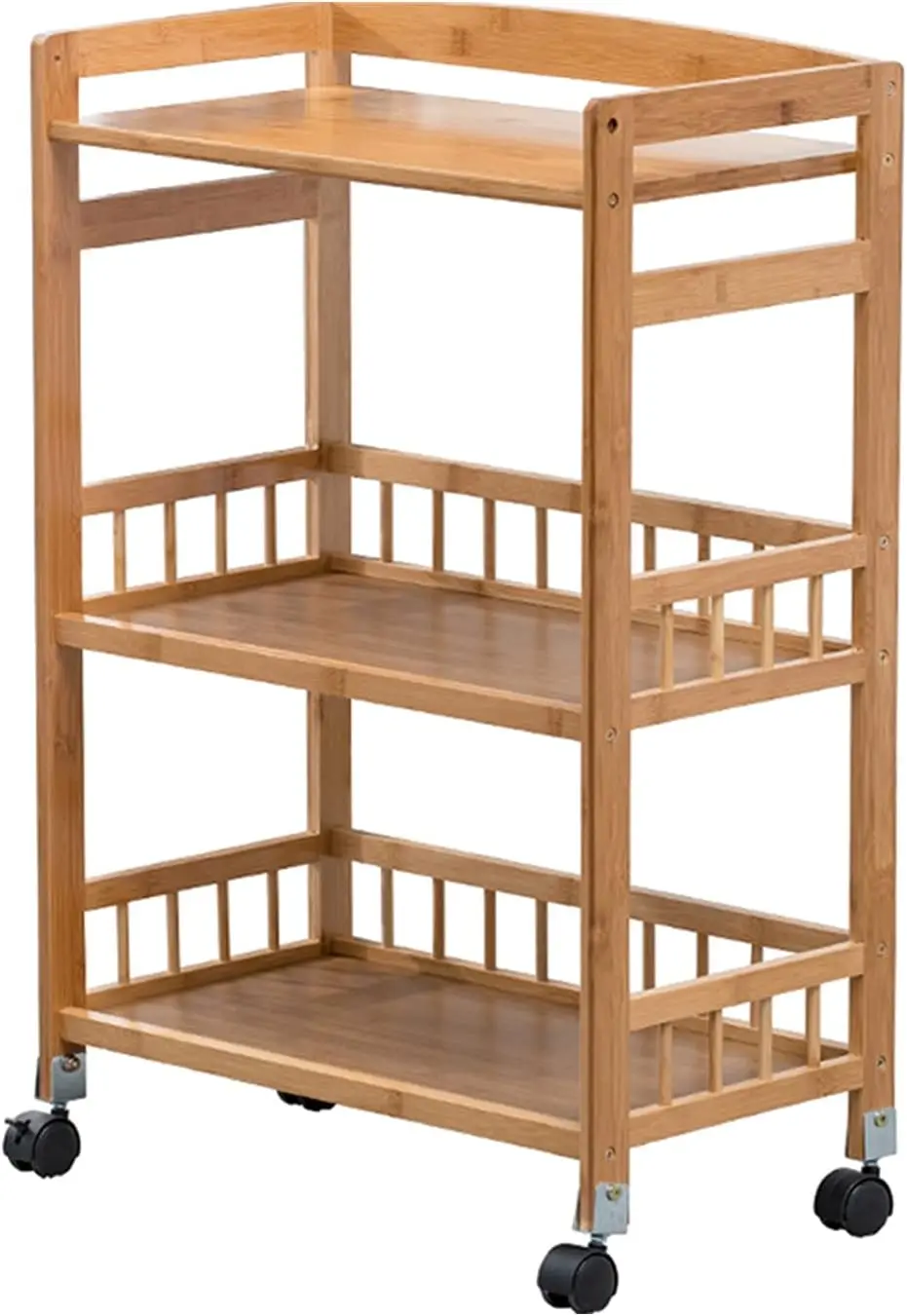 3-Tier Rolling Home Bar Serving Cart Mobile Kitchen Serving Trolley Cart with Removable Trays Bamboo Wine Rack with Wheels Bar Dining Room Tea Wine Holder Serving Cart Furniture - view 2