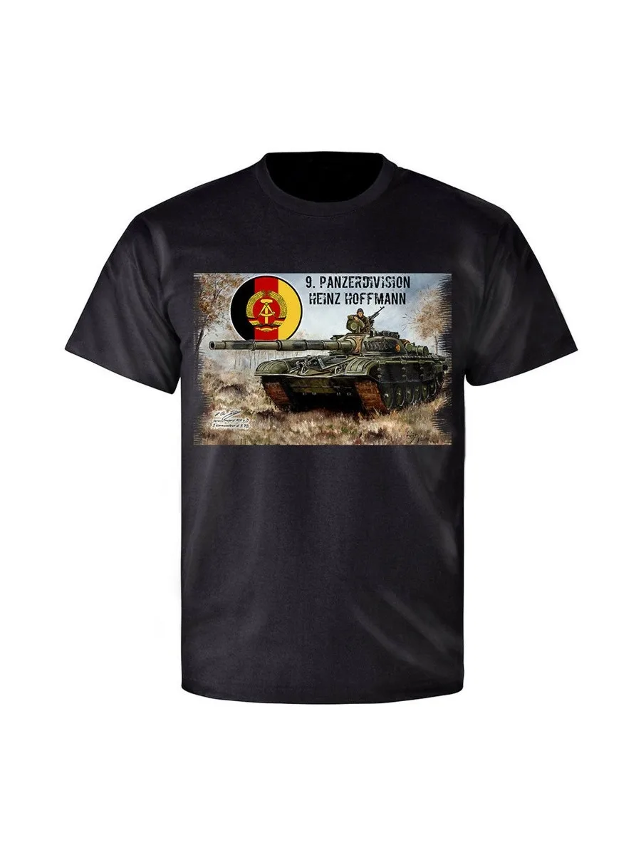 DDR East Germany People\'s Army 9th Armored Division T-72 Tank T-Shirt. Summer Cotton O-Neck Short Sleeve Mens T Shirt New S-3XL