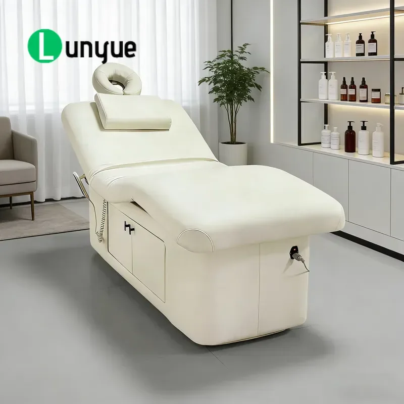 Electric Massage Bed with Locker Heated Adjustable Beauty Bed for Spa Tattoo Clinic Treatment