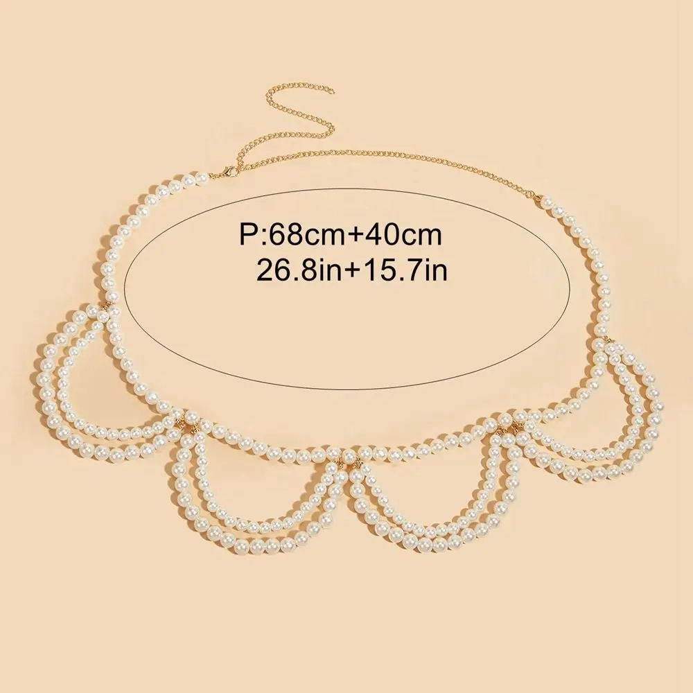 Quaste Nachahmung Perlen Taille Ketten Vintage elegante Doppelschichtige Taille Kette Kreative Hochglanz Perlen Halskette Frauen