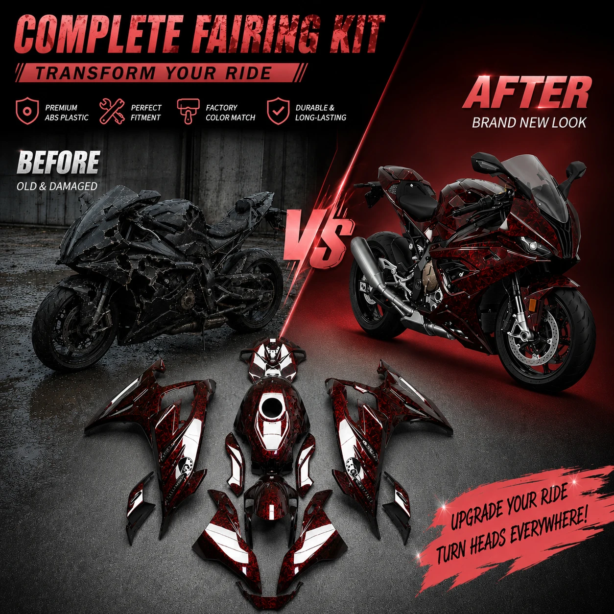 

For BMW S1000 RR 2023 2024 Customized Fairing Kit Perfect Fit Injection Carbon Fiber Bodywork Cowl Cover Front K67 Body Parts
