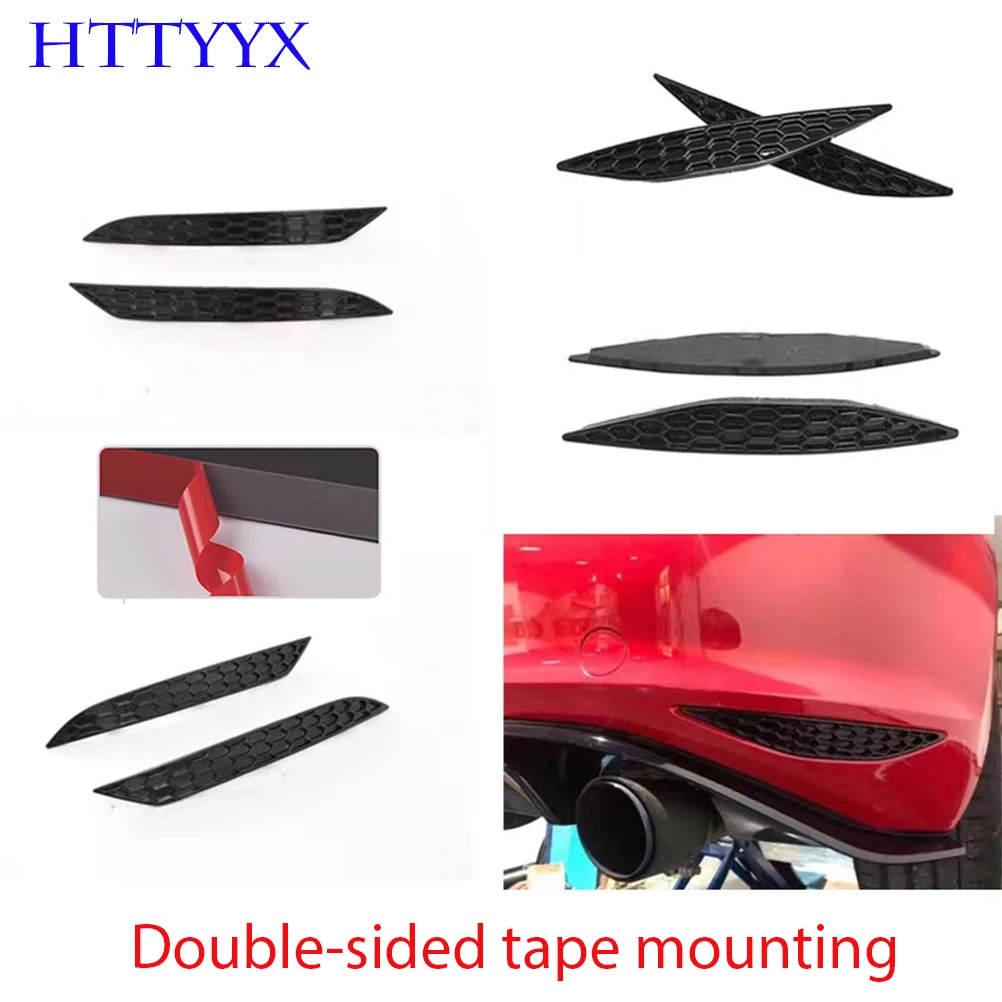 Glossy Black Rear Bumper Reflector Honeycomb Double-Sided Tape Mounting For Volkswagen Golf 6/7/7.5/8 GTI R Standard 2009-2023