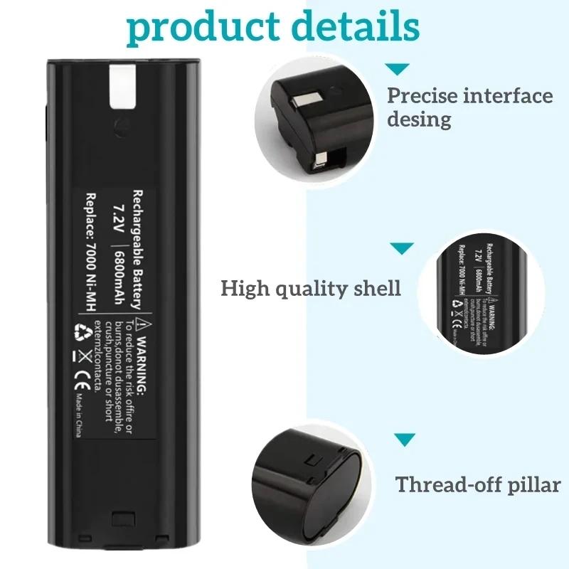 1-2pcs 7.2V 4800-6800mAh Ni Mh Makita battery compatible with 7000 7033 191679-9 632002-4 632003-2 6010D 6172D power tools image 2