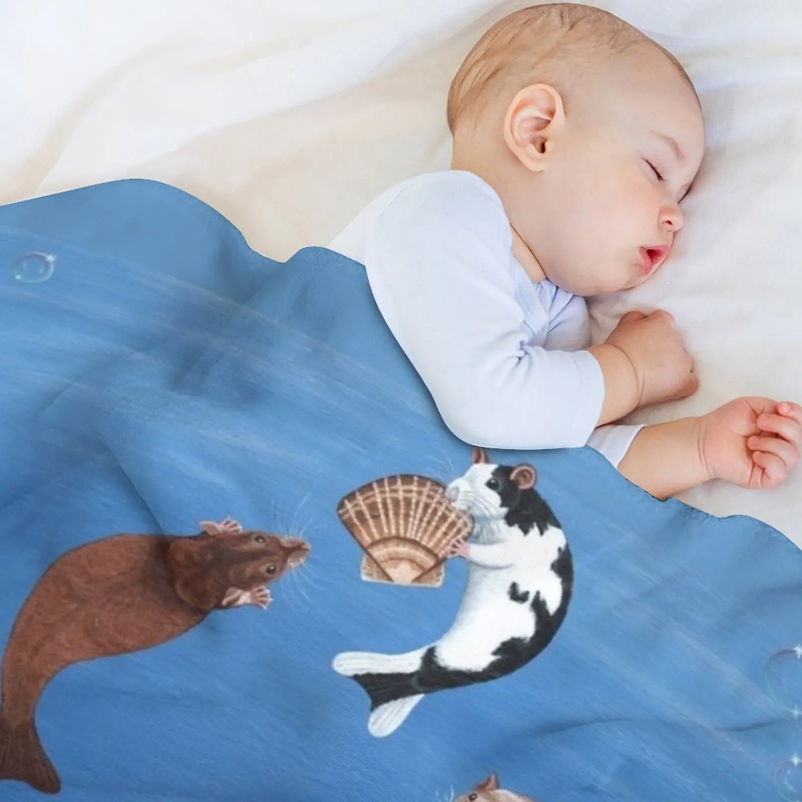 بطانية Mungy's Deng Ratto Sea Throw Blanket Baby Flannel Hairy Thermals لبطانيات السفر