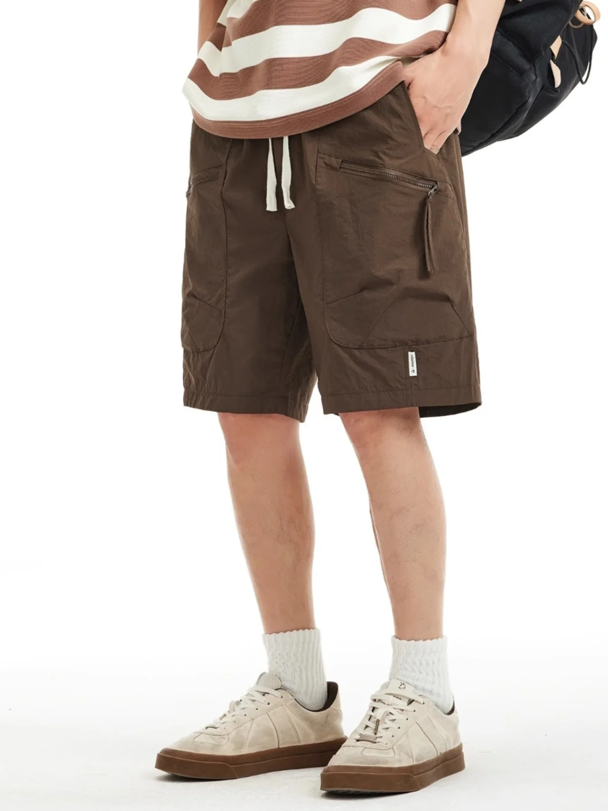 

Large Size 300 Pou Zipper ket Workwear orts Lightweight Summer Loose Sports Five-Quarter Pants Breathable Straight Leg