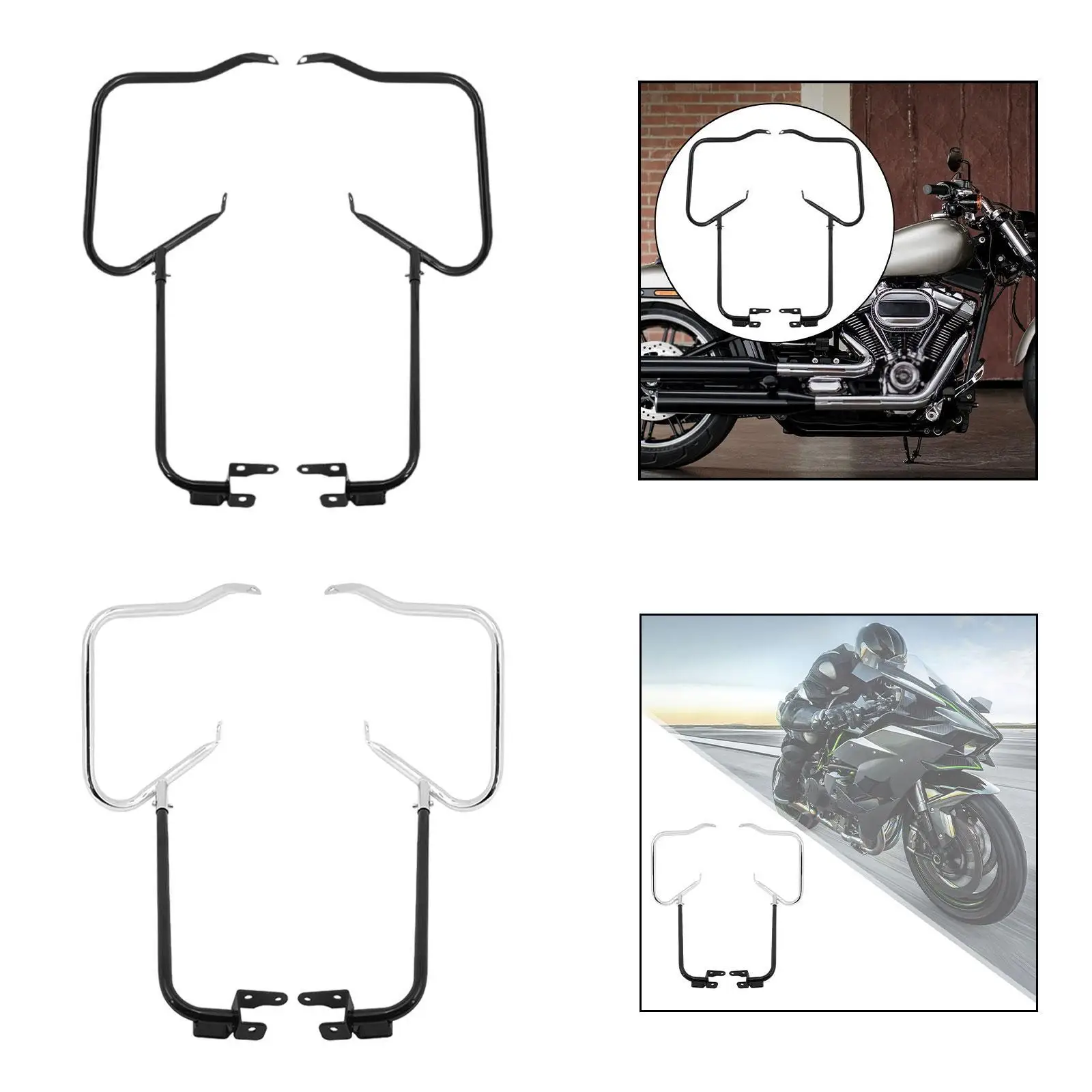 

2x Rear Saddlebag Bracket Guard Bar Support,Crash Bar Hardware,Rear Saddlebag Guards Support Kit for Touring 2014-2023