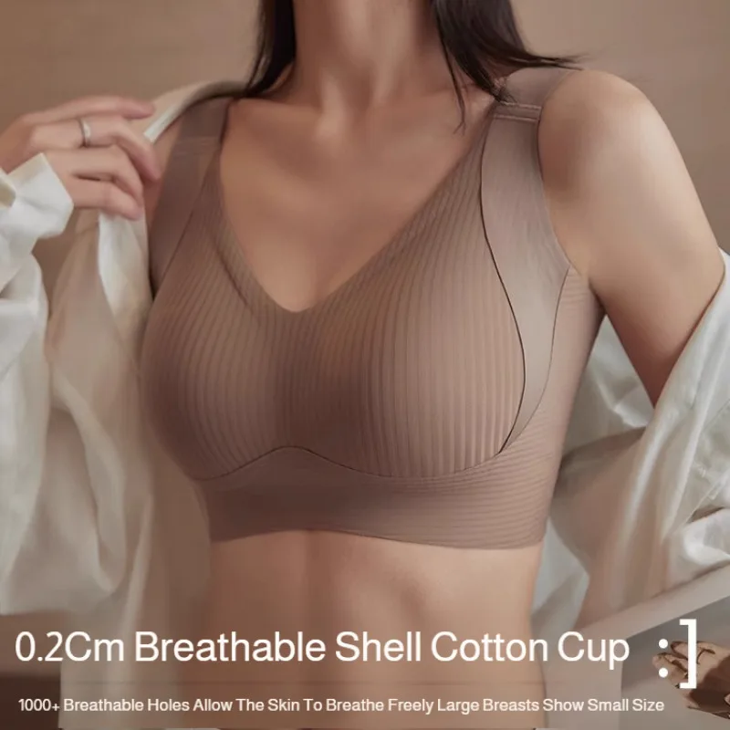 Women's Seamless Adjusting Comfort Bra, Thin Breathable Wirefree Lift Up Anti‑Sagging Support Bra for Daily Use