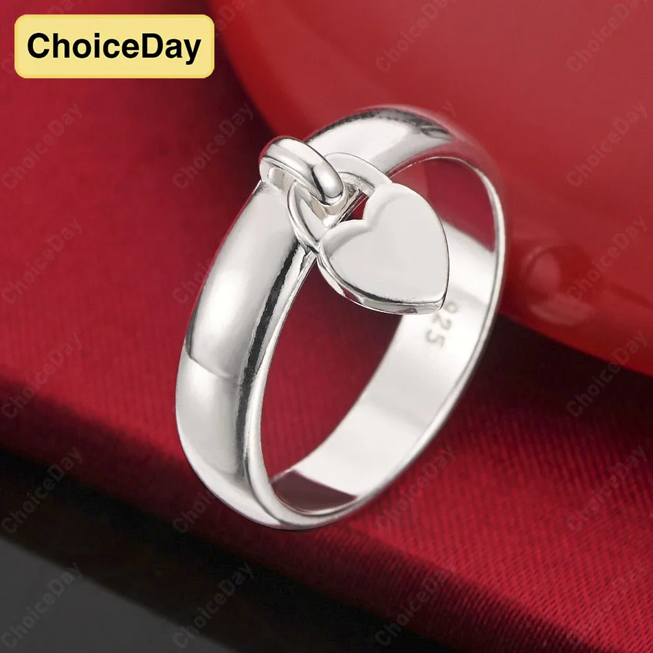

ChoiceDay Elegant 925 Sterling Silver 6-10 Delicate Heart Pendant Ring Women's Temperament Party Accessories Gift Jewelry