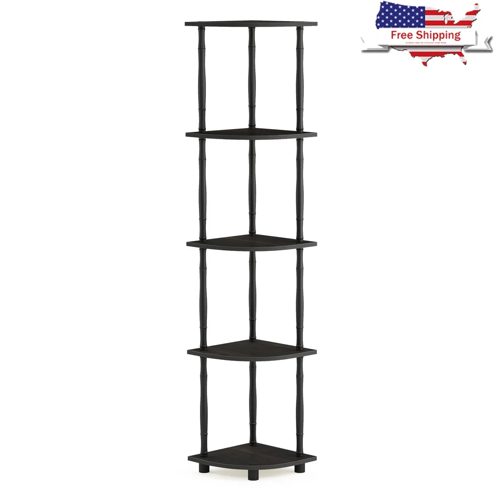 

5-Shelf Open Display Rack Durable Composite Wood and PVC Easy Assembly Storage Organizer Vertical Bookcase Office Home Decor