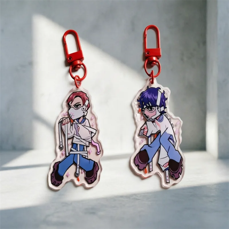 Hannigram Acrylic Keychain Set | Will Graham & Hannibal Lecter Strap Blood Splatter Charm Horror TV Fan Merch Bag Pendant Gift