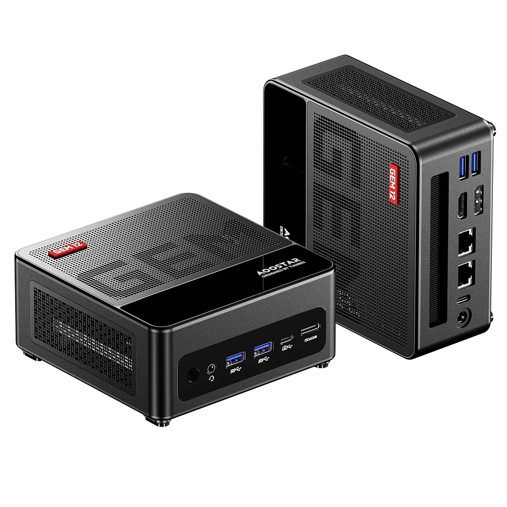 AOOSTAR GEM12 Max Mini PC AMD Ryzen 7 8845HS 8 Core Up to 5.1GHz 32GB DDR5 RAM 1TB PCle 4.0 SSD WiFi 6 Bluetooth 5.2 2*2.5G LAN