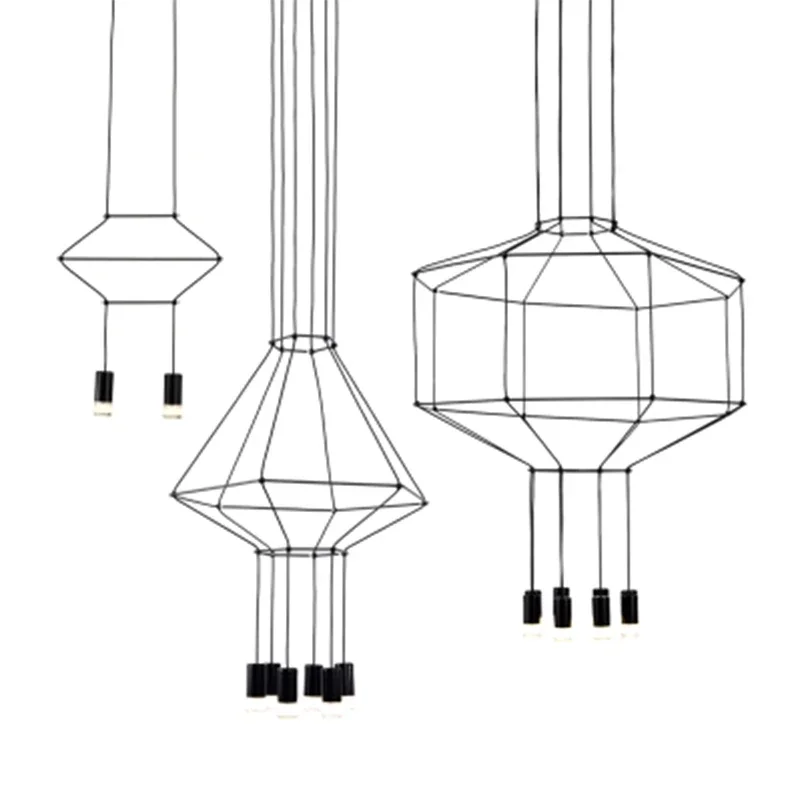 Imagem -03 - Modern Nordic Wireflow Pendurado Lâmpada Salão Lustre Cozinha Living Sala de Jantar Hall Escada Loft Luz Pendente Lustre