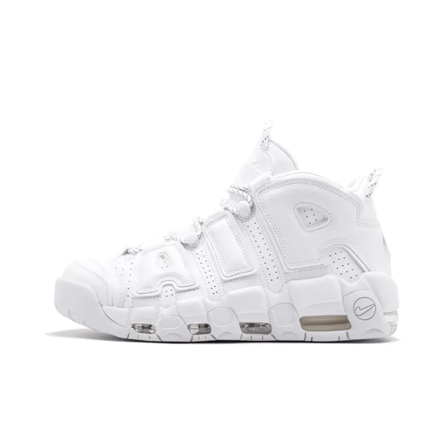 Nike Air More Uptempo mid-top comfortable real retro basketball shoes men and women with pure white