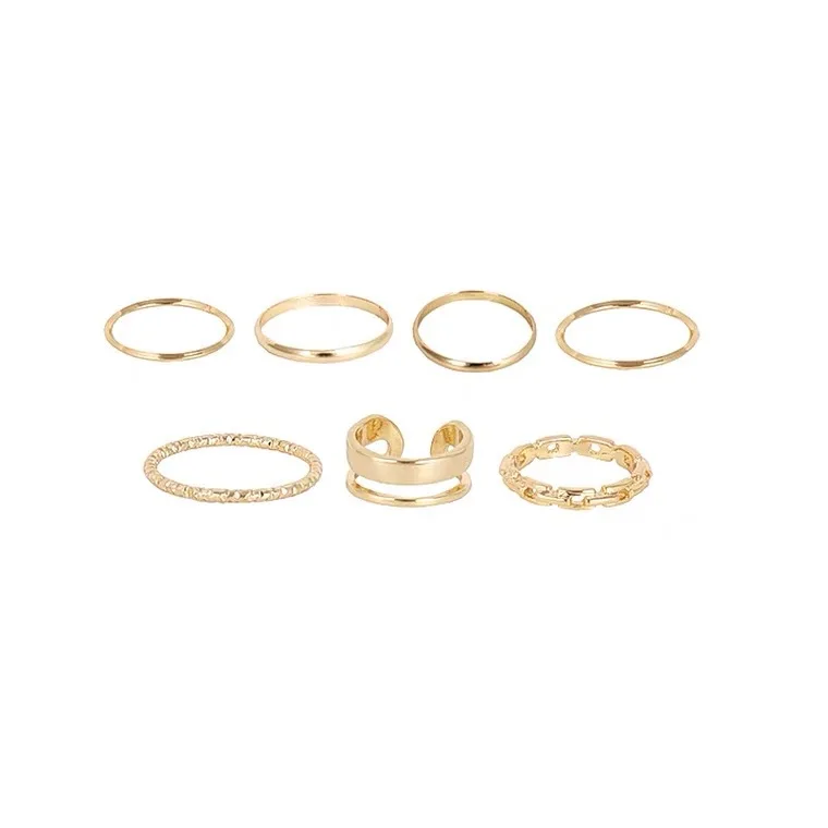 Fashion 7Pcs Set Punk Simple Rings for Women Silver Color Geometric Vintage Joint Hiphop Finger Ring Jewelry Niche Design Rings image 6