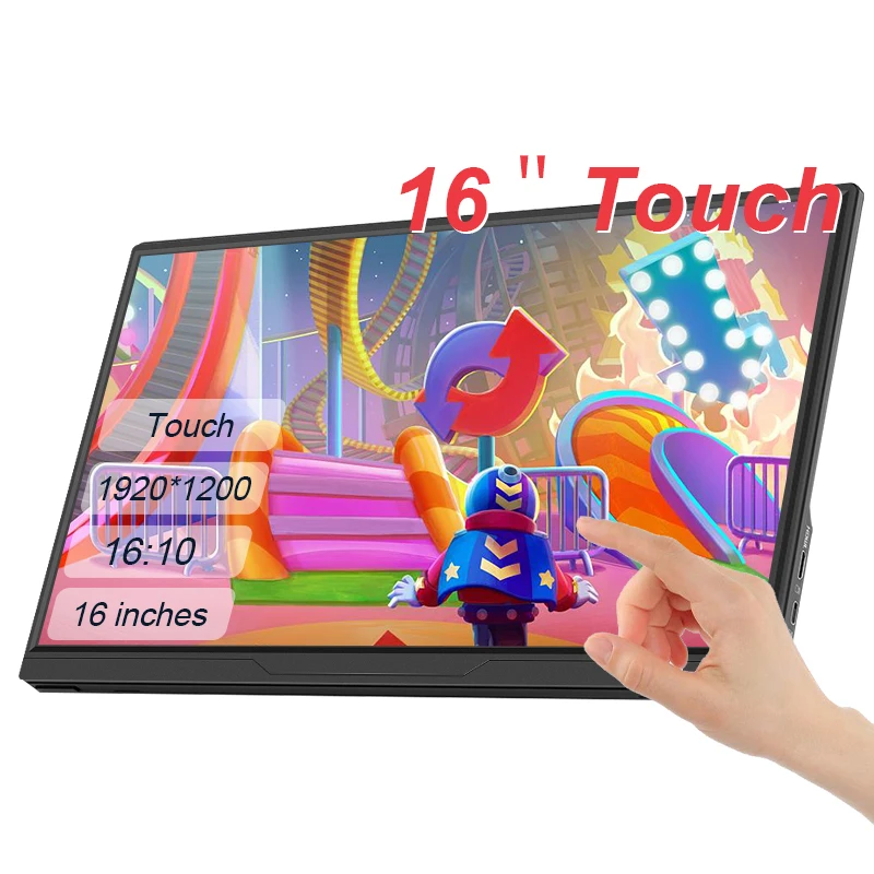

LANLIPU 14/16inch Touch Portable Monitor Second Screen 1920*1200 For Cell Phone PS4 /5 LaptopG For XBox Switch Computer Extensio