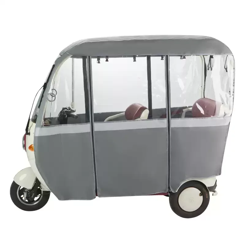 1pcs New electric tricycle canopy integrated canopy Jinpeng pm PA2 PA3 special rain curtain windshield canopy grey view 4