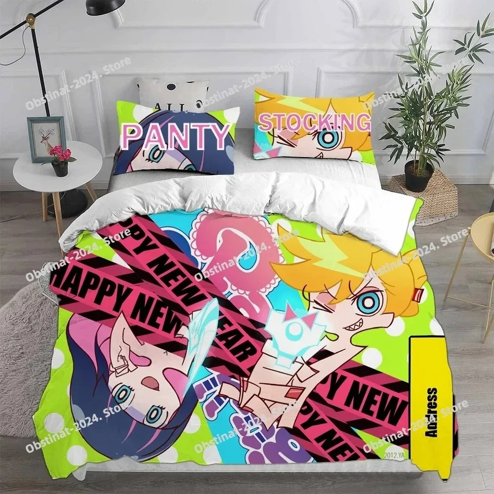 

3D Panty & Stocking with Garterbelt Theme Bedding Set Printed Duvet Cover Sheet Pillowcase Soft Quilt Cover Full Queen King Size