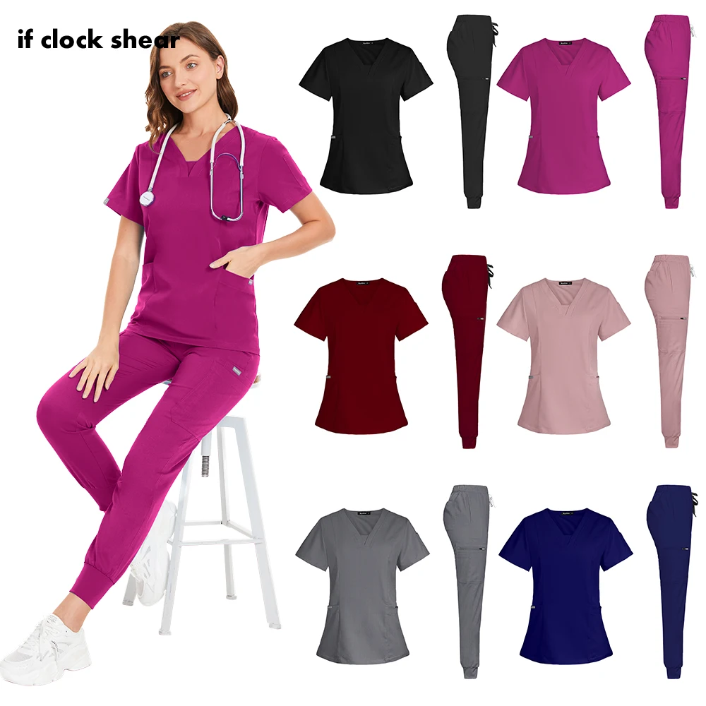 

Multicolor Short Sleeved Tops Jogger Pants Dentist Nurse Uniform Pet Clinic Doctor Scrubs Medical Uniform Women Surgery Workwear