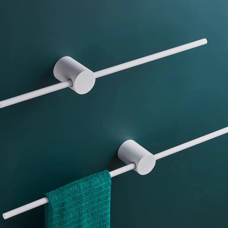 

All-copper White Towel Bar, Simple Word Can Move Towel Rack, Bathroom Storage Rack