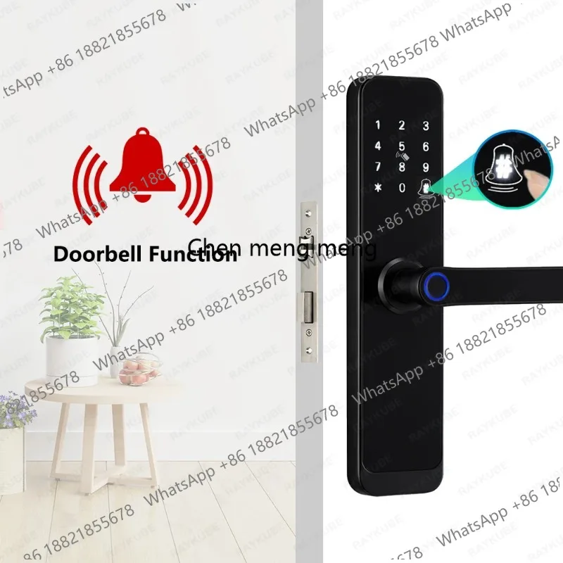 

K8 Tuya Wifi Smart Door Lock Fingerprint Lock Digital Electric Lock With Longer Larger Handle Panels Doorbell APP Unlock