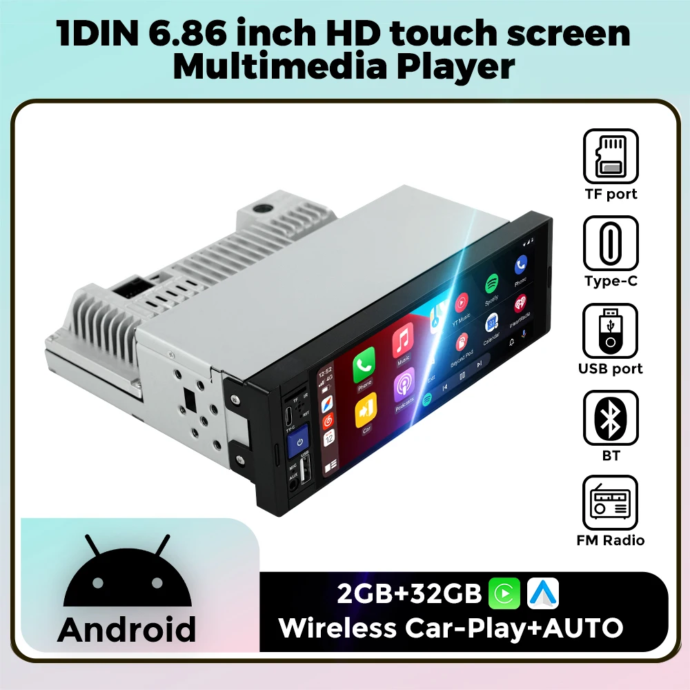 

MEKEDE 6.86-inch HD Screen 1Din for Volkswagen Nissan Toyota Kia GM Car Multimedia Player CarPlay Auto BT USB MP5 Stereo Radio