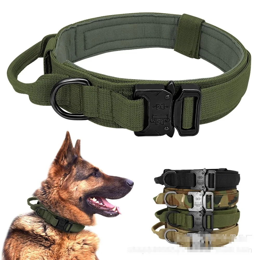 

Nylon Tactical Dog Collar with Handle Adjustable and Durable Suitable Leash Medium Large Dog German Shepherd Training Accessorie