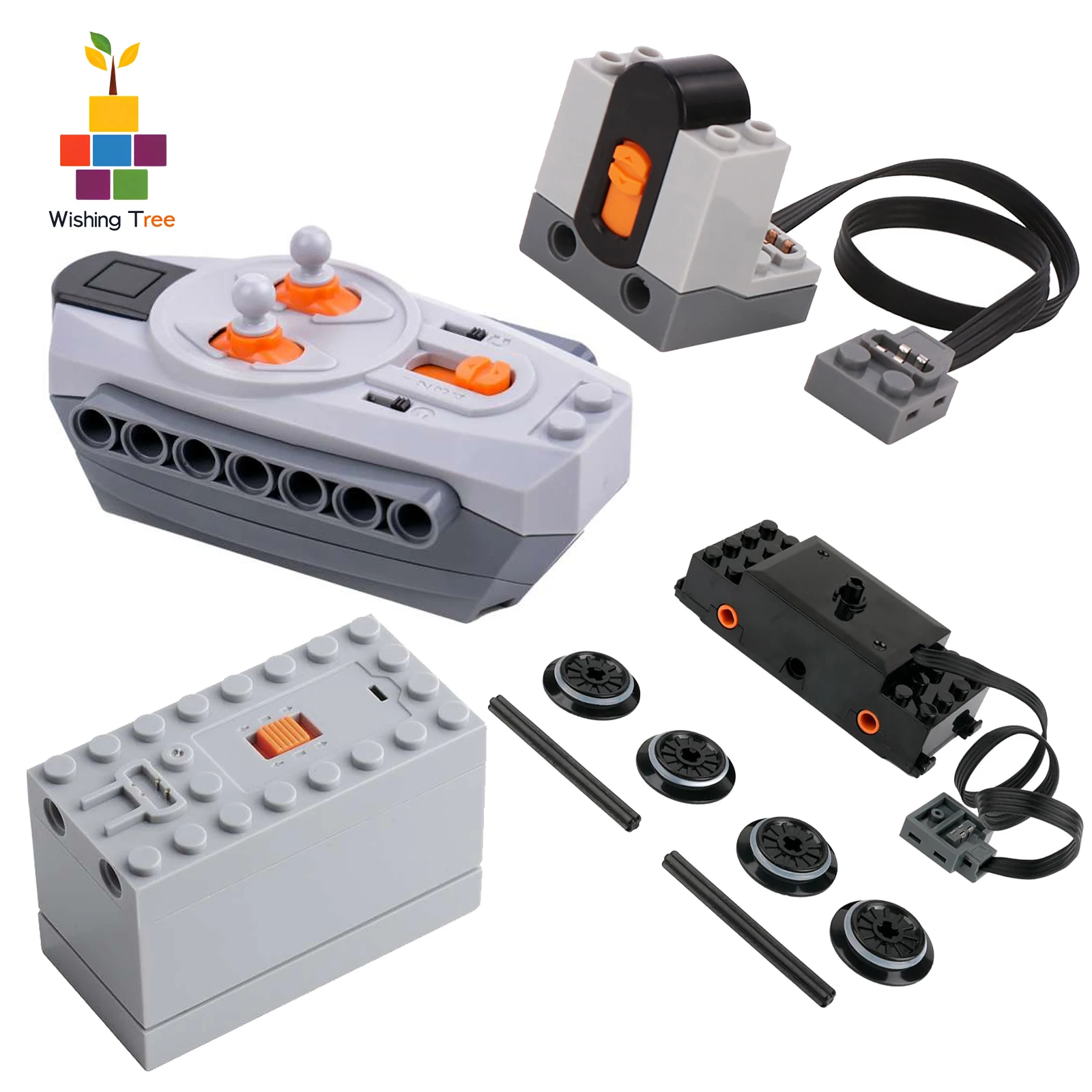 مجموعة وظائف الطاقة لبنات البناء مع صندوق بطارية للتحكم عن بعد بالأشعة تحت الحمراء لمحرك القطار للأطفال