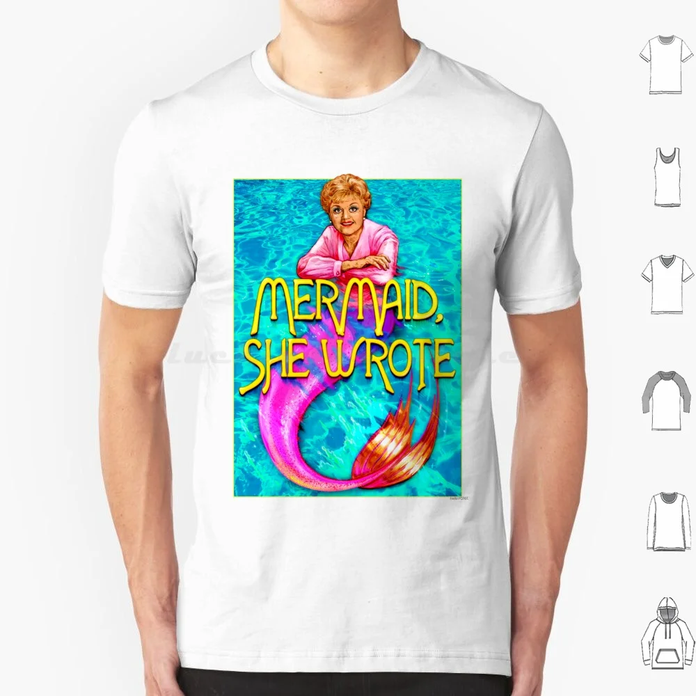 Sirena, ella escribió camiseta talla grande 100% algodón sirena asesinato ella escribió Angela Lansbury 80s lindo orgullo Kawaii amor EE. UU. Tv