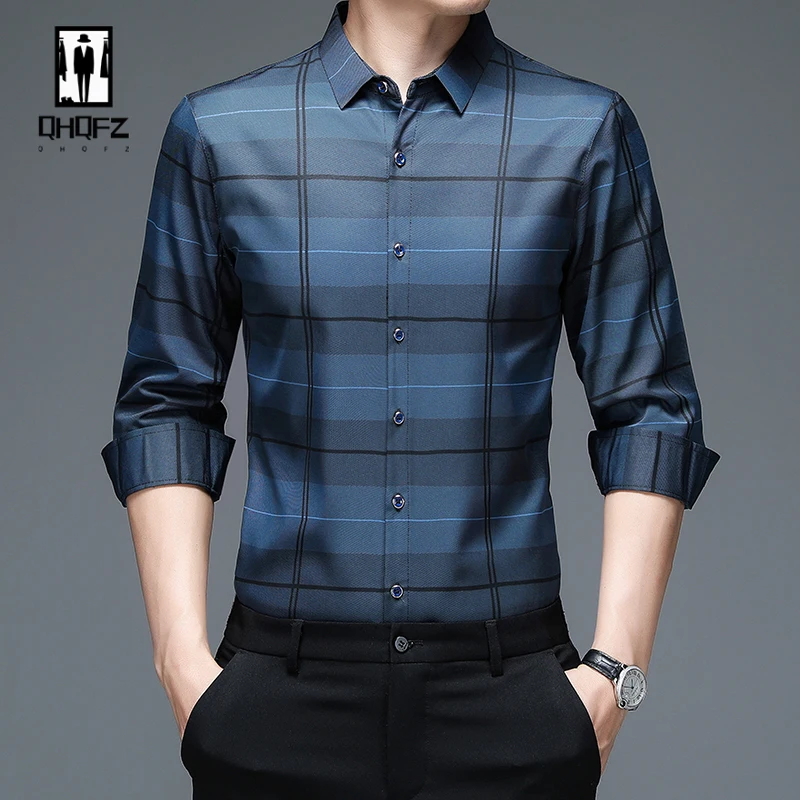 

New Men's Casual Printed Long Sleeved Lapel Shirt for Spring and Autumn Fashion Comfortable Wrinkle Free Top Without Ironing