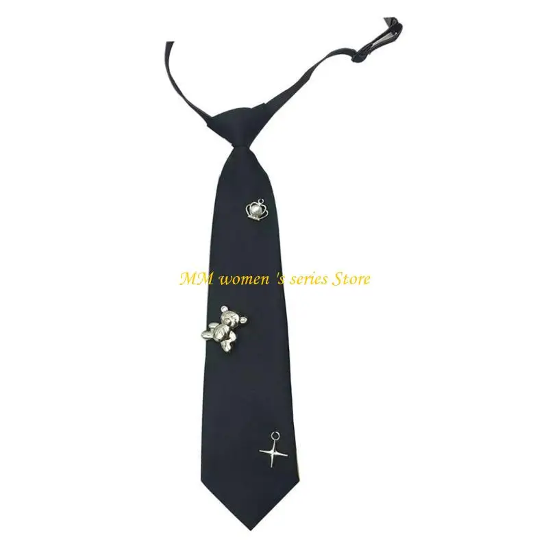 Q39C شباب الفنية TIE Bear Crown Print Necktie قابلة للتعديل أنماط الكلية Necktie للمدرسة والمكتب
