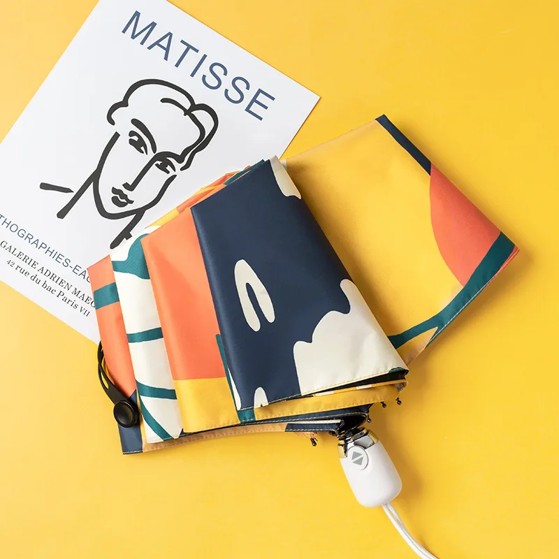 

Ультралегкий портативный черный зонт от солнца, водонепроницаемый, с защитой от ультрафиолета, складной зонт от дождя и солнца, зонт с ручкой из нержавеющей стали