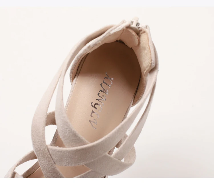 ZAROY Suede Heels Women's Sandals Summer Open Toe Narrow Band Hollow Square High Heel Banquet Dress Shoes Party Office Pumps - view 3