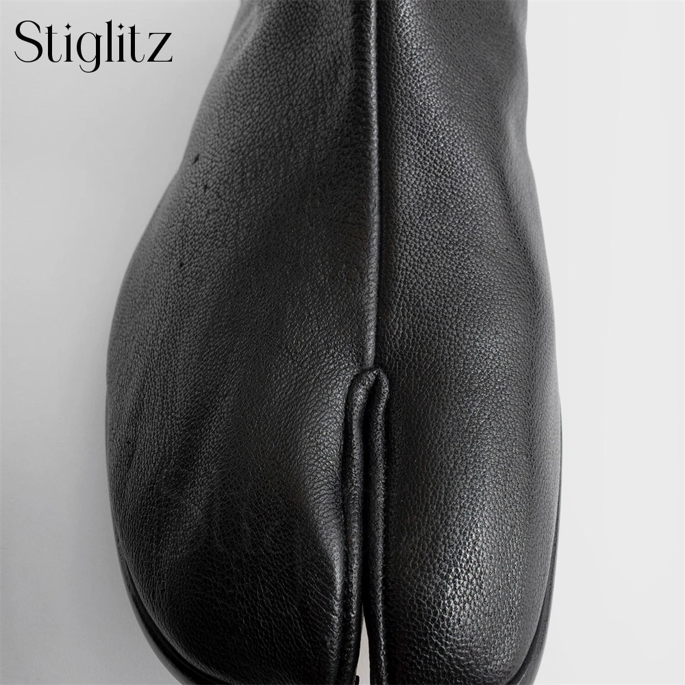 Tabi Zip up Flat Booties for Men Black Leather Split Toe Ankle Boots Novelty Designer Style Fashion Boots Custom Multicolor Sale