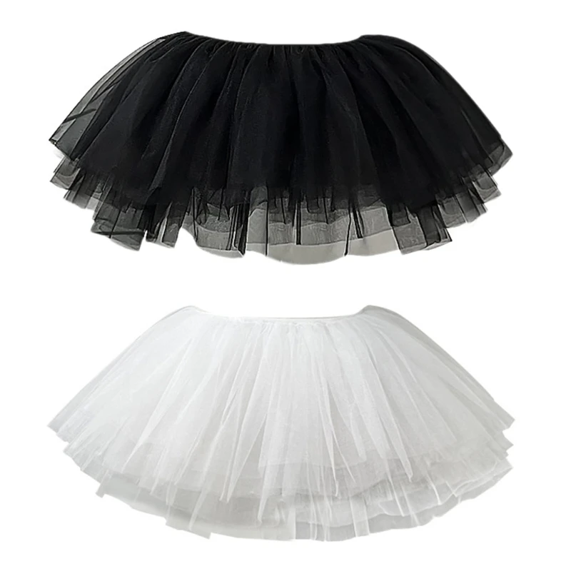 Women 6 Layer Tulle Tutus Skirt Pleated Petticoat Hoopless Crinoline Underskirt