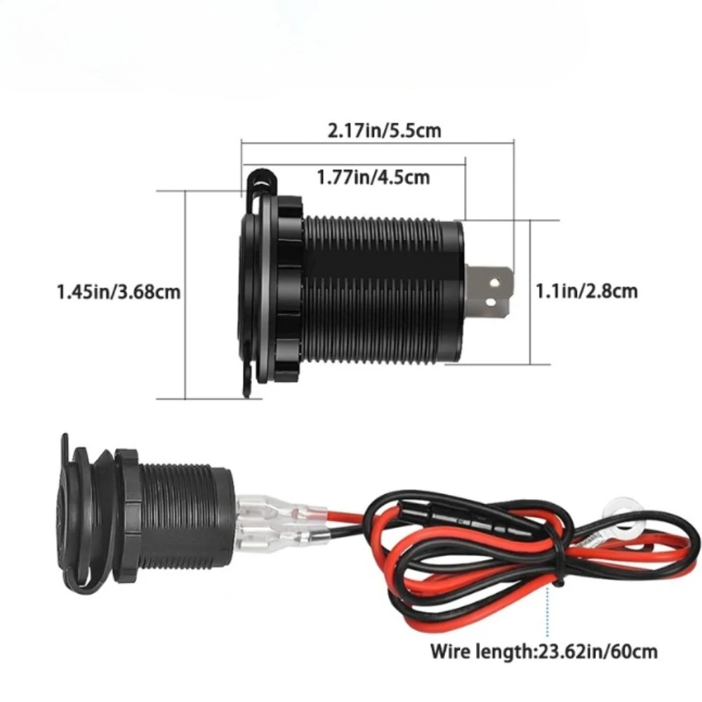 12-24V Cigarette Lighter Socket With Wire Waterproof Car Motorcycle Charger Power Outlet Accessory