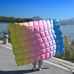 WQSPRING Outdoor Camping Blanket Waterproof Printed Puffy Camping Blanket Windproof for Traveling Picnic Beach Party Warm Quilt