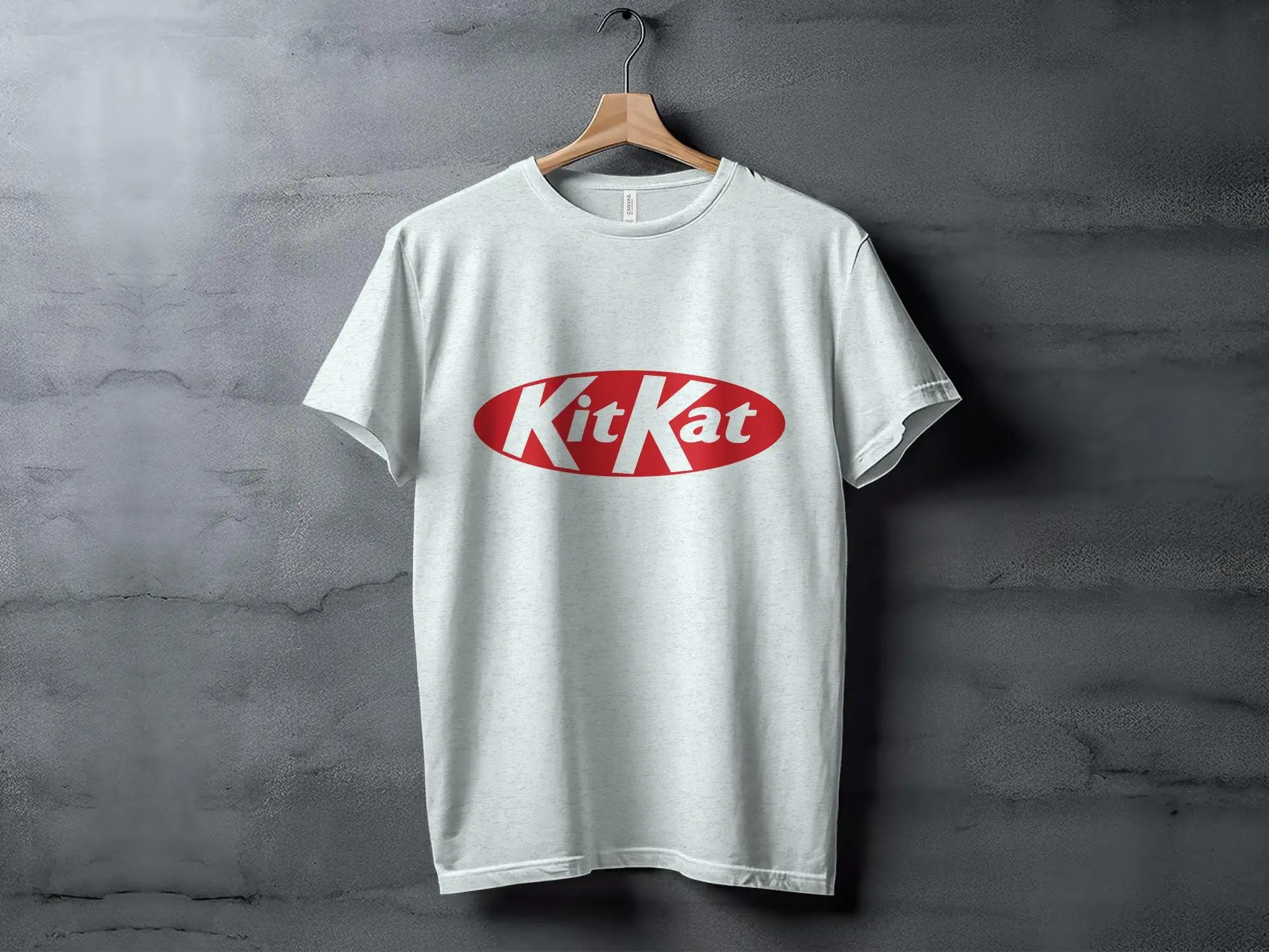 Novelty Candy Logo T Shirt Classic KitKat Brand Red and White Casual Top for Chocolate Lovers